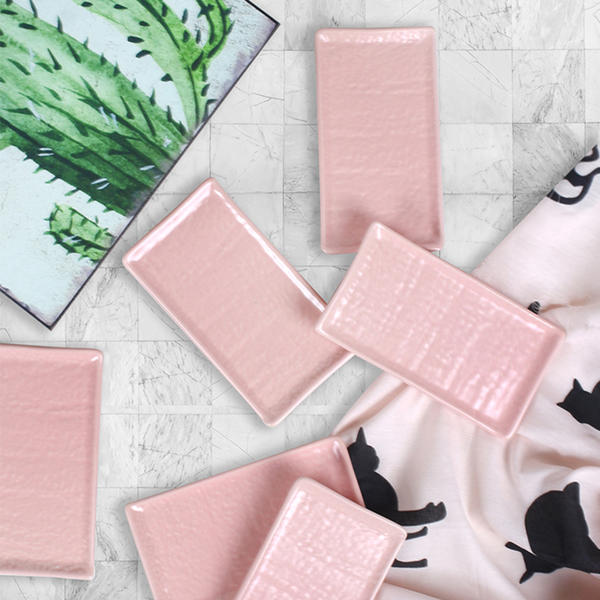 Assiette Bateau en Pierre Naturelle Rose Clair Mat 15 Cm 6 Pièces | Keramika