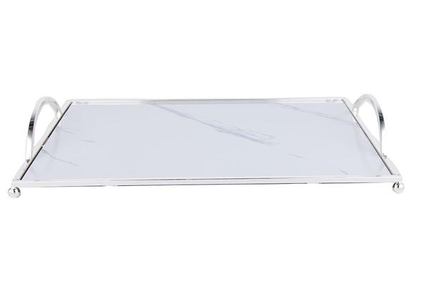 Marmor Desenli Tepsi | 39x26.5 cm | Beyaz | By-mb-s-w