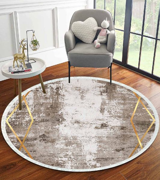 Birkilim Yuvarlak Yıkanabilir Dekoratif Halı İpeksi Kaymaz Taban | MLN-IP-YU-HT-695