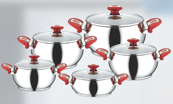 Kardelen Kirmizi Beşli Tencere Seti