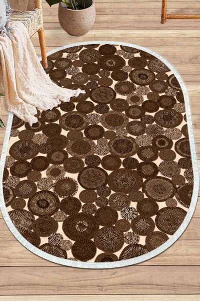 Birkilim Oval Yıkanabilir İpeksi Kaymaz Taban Dekoratif Halı | MLN-IP-O-SD-363