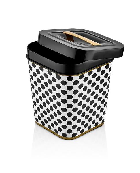 Bayev | Siyah Desenli Kapaklı Kare Kova