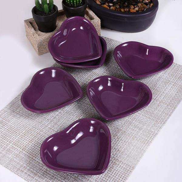 Purple Heart Snack Bowl 14 Cm 6 Pieces | Keramika
