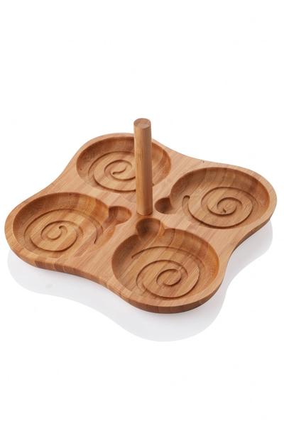 Bambus 4 Abschnitt und Griff Snack Service