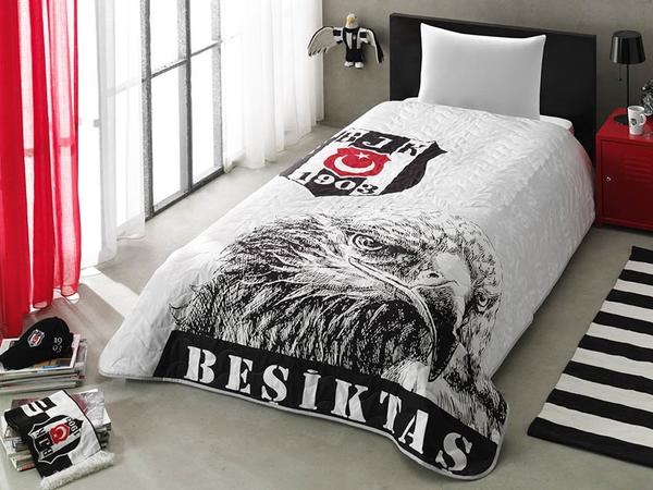 Taç Lisanslı Beşiktaş Şanlı Kartal Tek Kişilik Yatak Örtüsü | 160x220