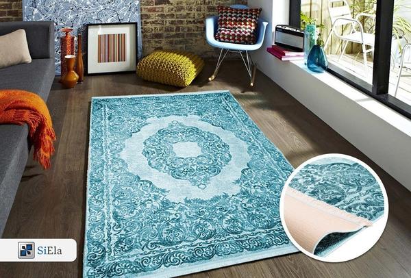 Siela | Latex Yıkanabilen Halı | Mavi | 1510-Blue