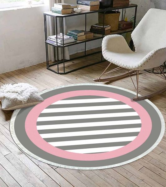 Birkilim Yuvarlak Yıkanabilir Dekoratif Halı İpeksi Kaymaz Taban | MLN-IP-YU-HY-1431