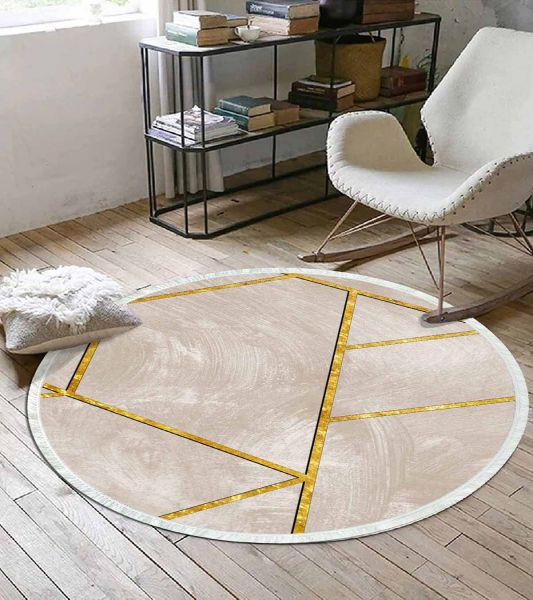 Birkilim Yuvarlak Yıkanabilir Dekoratif Halı İpeksi Kaymaz Taban | MLN-IP-YU-HS-318