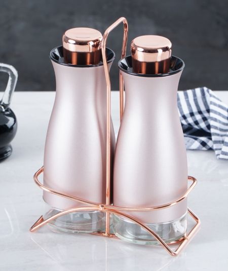 Acar | Noir Rose 2 Glass Oil Vinegar with Metal Stand