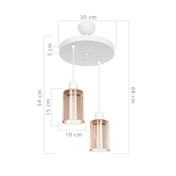 Aksel 2-Chandelier Honey Optic Glass White