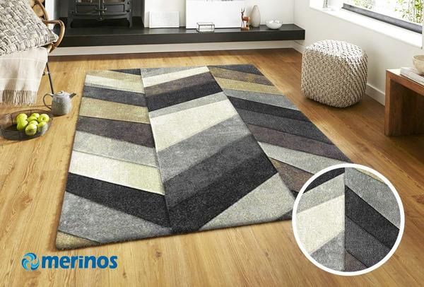 Merinos Belis Essence Mozaik Şeritli Halı | Gri | 21805-95-Grey