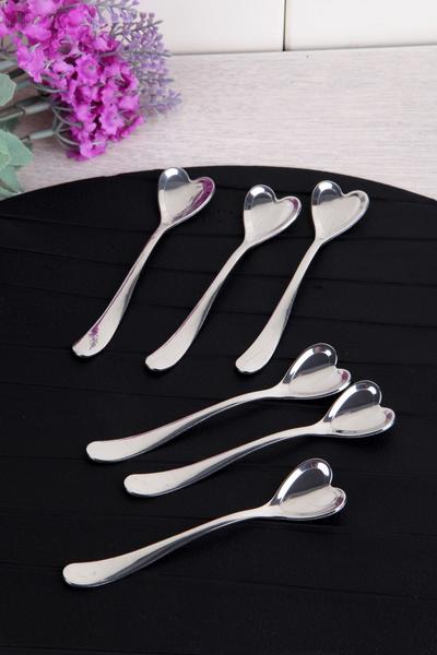 6 Pieces Luxury Steel Heart Teaspoons