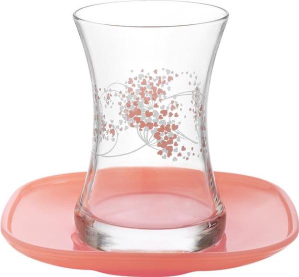 Lav Kardelen 6'lı Çay Seti 12 Parça | Pembe | Krdlen-0001