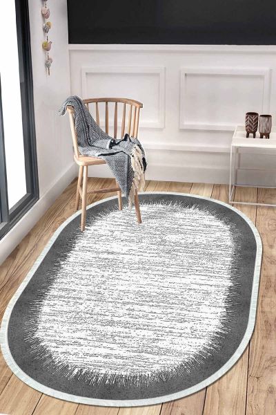 Birkilim Oval Yıkanabilir İpeksi Kaymaz Taban Dekoratif Halı | MLN-IP-O-HT-512