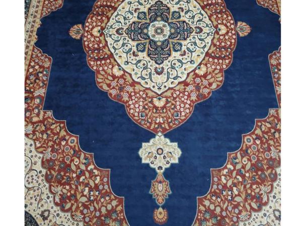 Kaymaz Taban Dijital Baskı Kadife Halı Berthe Lacivert 200x300 cm