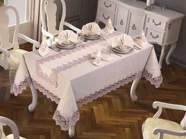 Buda Linen Tablecloth Set 26 Pieces Lilac