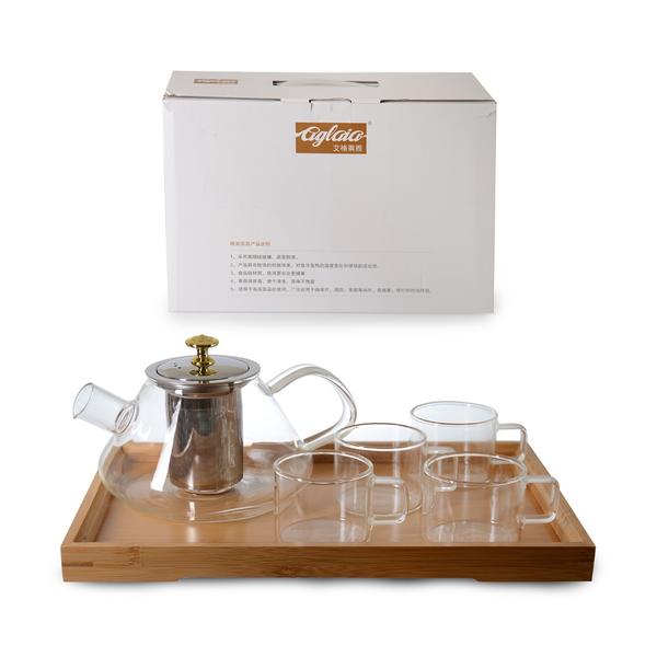 A-GPH21 / L6 SET À THÉ AVEC PLATEAU 6 PIÈCES Théière: 1 litre Verre: 100 cc | IPEK-13436
