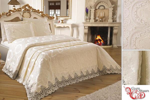 Fransız Güpürlü Jasmine Pike Takımı Krem