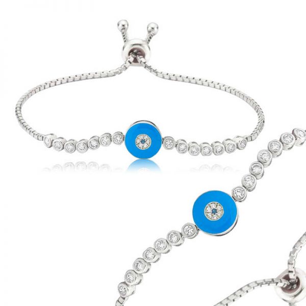 Gümüş Asansörlü Nazar Bayan Bileklik