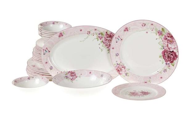 Duygu Edanur 26 Parça Porselen Yemek Takımı Yuvarlak | 6 Kişilik