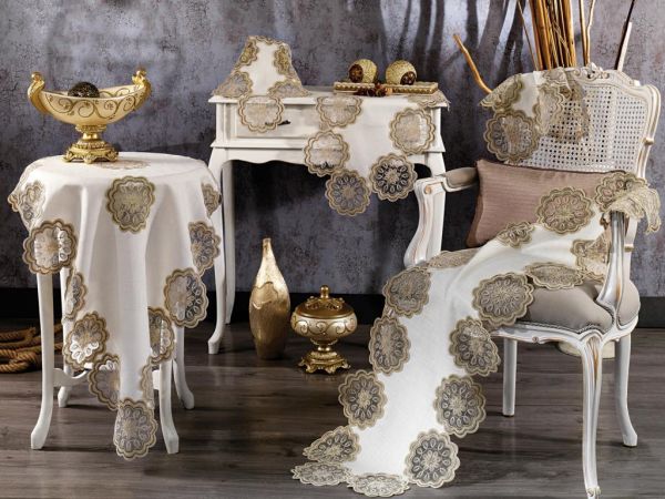 Mitgift Perla 5-teiliges Wohnzimmer-Set Ecru - Silber