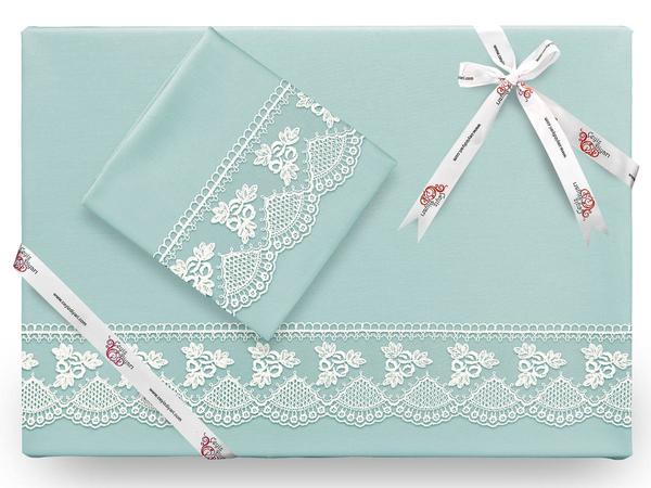 Monolithic Plain French Laced Bettbezug Set Mint