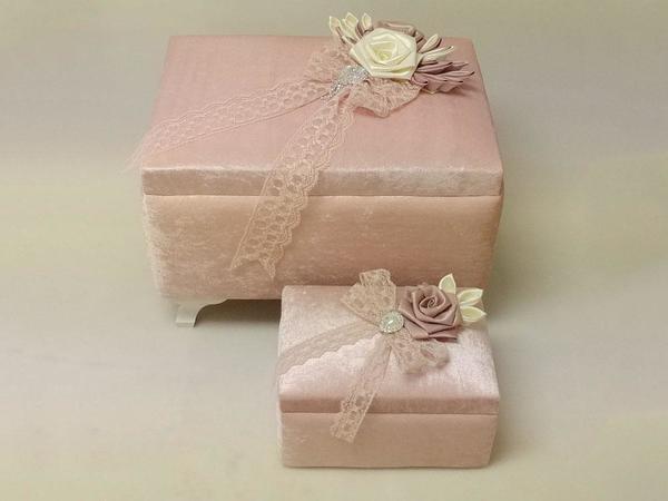 Saten Çiçekli 2'li Çeyiz Sandığı Pudra