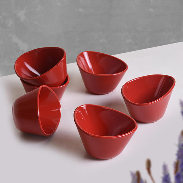 Keramika | 6 Adet Kırmızı Miska Çerezlik