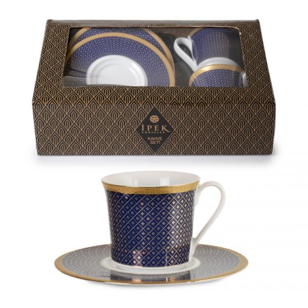 GL-100 #OG-6458 DARK BLUE# 2LI GRI KUTU PRS KAHVE TAKIMI |IPEK-74552