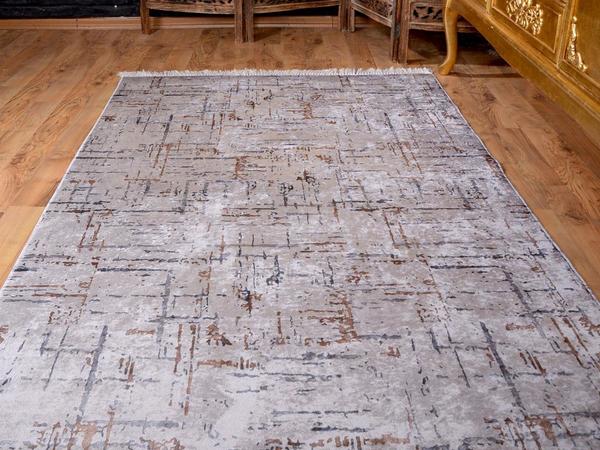 Tapis Velours Impression Numérique Base Antidérapante Latex Gris Arzu 150x220 Cm