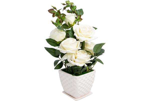 Dekonaz Dekoratif Çiçek Seramik Saksılı | Beyaz | Sas1187-w