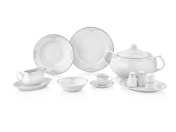 Taç Valery Mastery 85 Parça Yemek Takımı | Platin | 12 Kişilik | TAC-2088