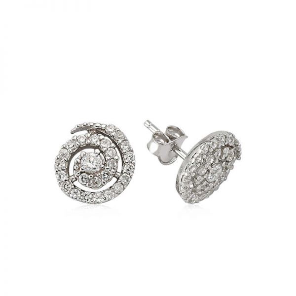 Gümüş Çivili Girdap Küpe