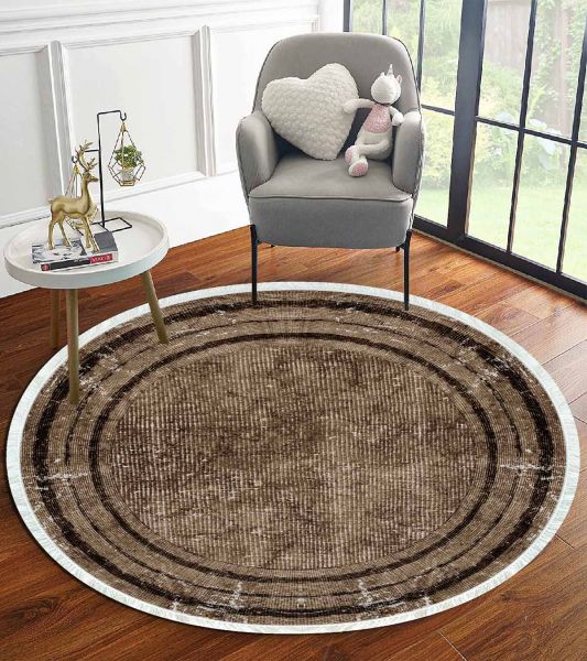 Birkilim Yuvarlak Yıkanabilir Dekoratif Halı İpeksi Kaymaz Taban | MLN-IP-YU-HT-974