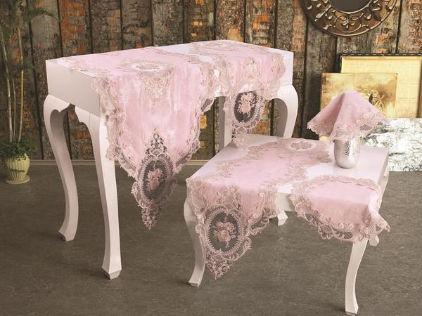 Ensemble de salon à lacets français Chenille Elite 5 pièces poudre