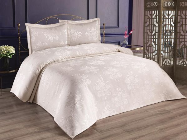 Dowry Land Tulip Double Bedspread Cream