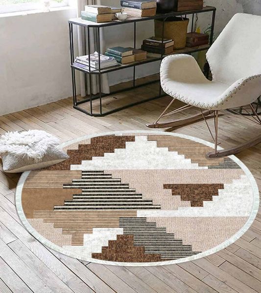 Birkilim Yuvarlak Yıkanabilir Dekoratif Halı İpeksi Kaymaz Taban | MLN-IP-YU-HT-171