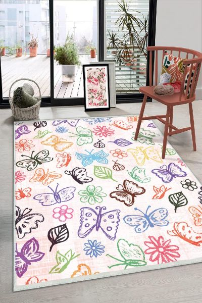 Birkilim Yıkanabilir Dekoratif Halı İpeksi Kaymaz Taban | MLN-IP-HS-361