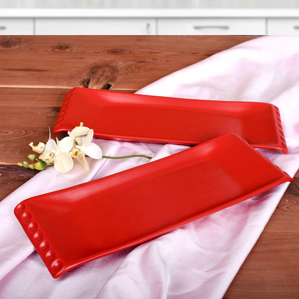 Assiette Kayak Selen Rouge Mat 33 Cm 2 Pièces | Keramika