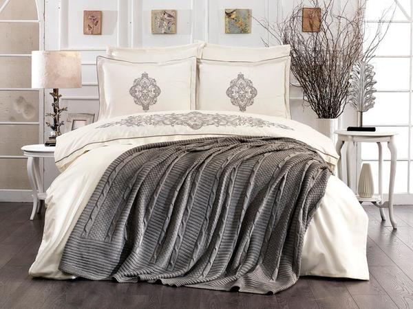 Bianka Lüks Nakışlı Gelin Seti 7 Parça Gri