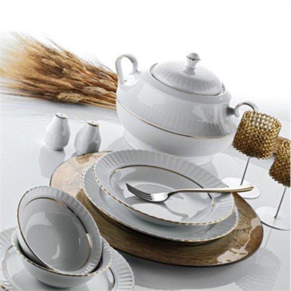 Kütahya Porselen Sedef 83 Parça Altın Fileli Yemek Takımı | 12 Kişilik | SF83YT21