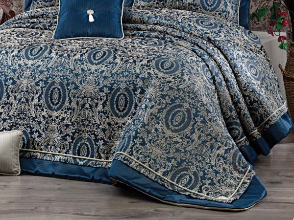 Parure de lit double Linda Bleu indigo