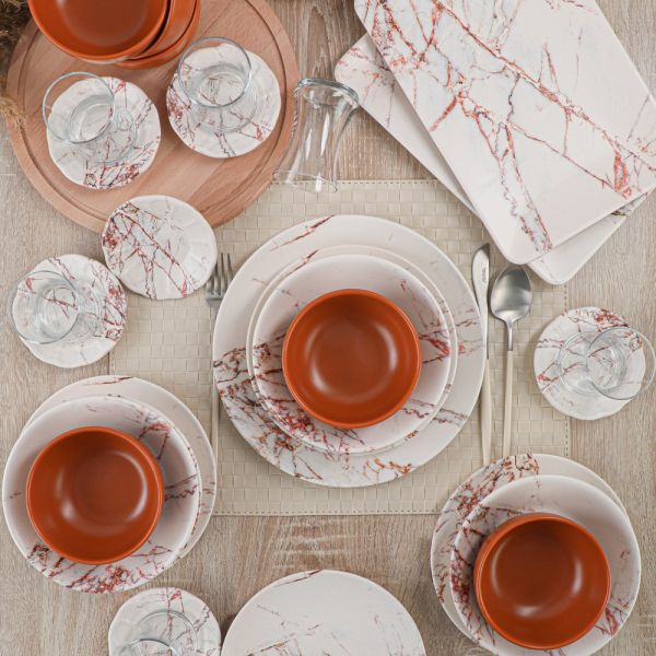 Brown Marble Dining/Breakfast Set 39 Pieces for 6 Persons | ceramics