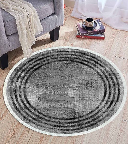 Birkilim Yuvarlak Yıkanabilir Dekoratif Halı İpeksi Kaymaz Taban | MLN-IP-YU-HT-486