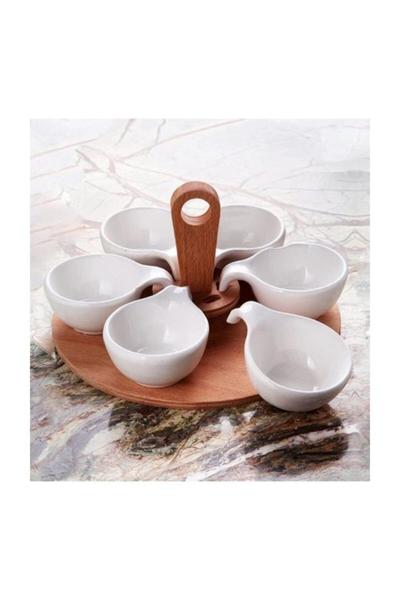 Bayev Ahşap Tepsili Büyük Sosluk 6`lı Kahvaltılık