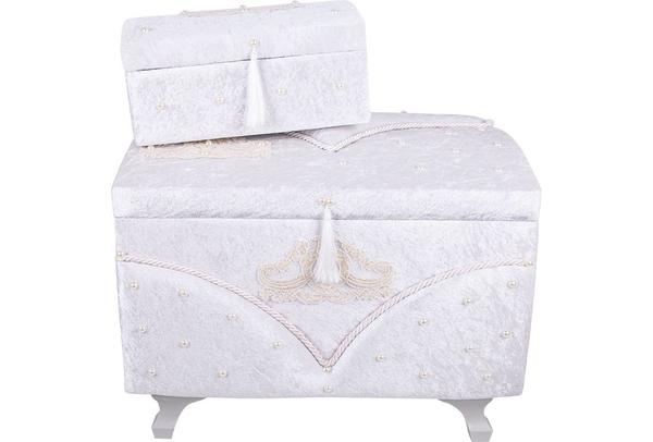 Dekonaz 2'li Dantel İnci Süslemeli Çeyiz Sandığı By-sdk-0009