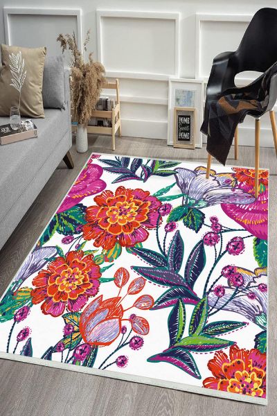 Birkilim Yıkanabilir Dekoratif Halı İpeksi Kaymaz Taban | MLN-IP-HS-446