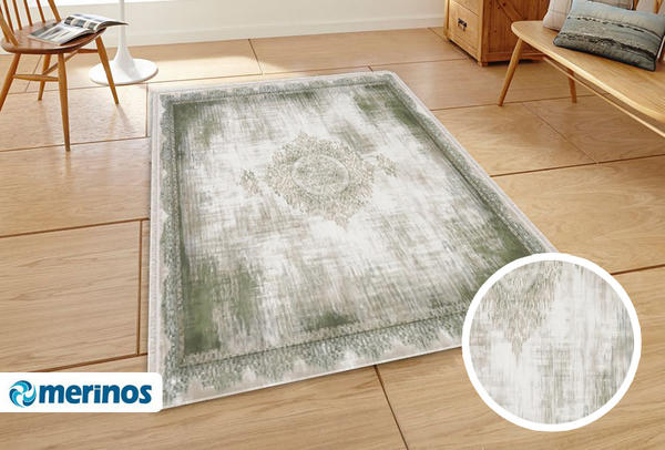 Merinos | Rodin | Modern Halı | Eskitme Desenli | Yeşil | 19770-40-Green
