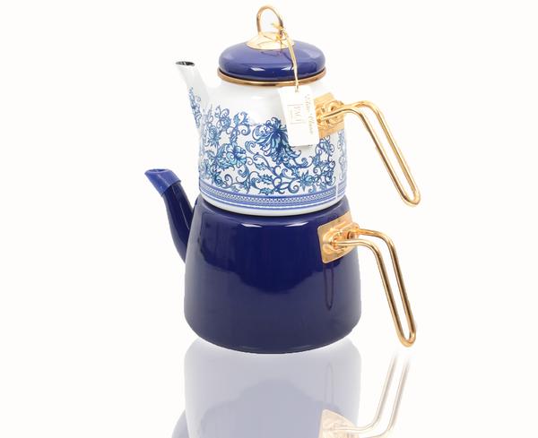 Bayev | Elite Class Lacivert Motifli Emaye Çaydanlık 1000-2000 ml