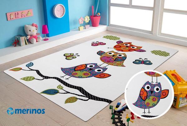 Merinos Halı Diamond Kids Sevimli Baykuşlar Çocuk Halısı | Krem | 793-60-Cream
